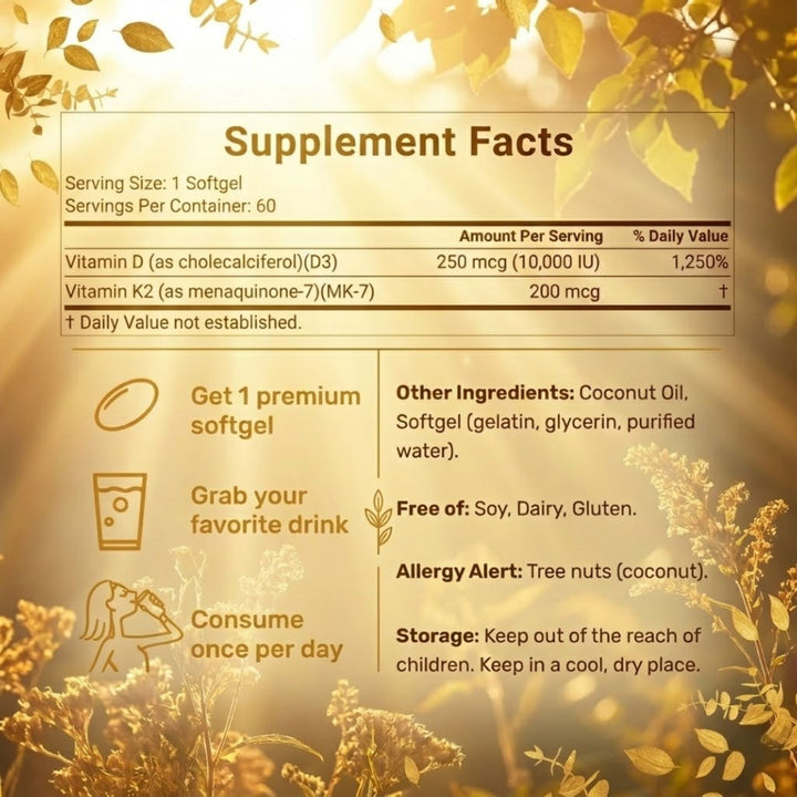 Everly® Vitamin D3 + K2 Softgels
